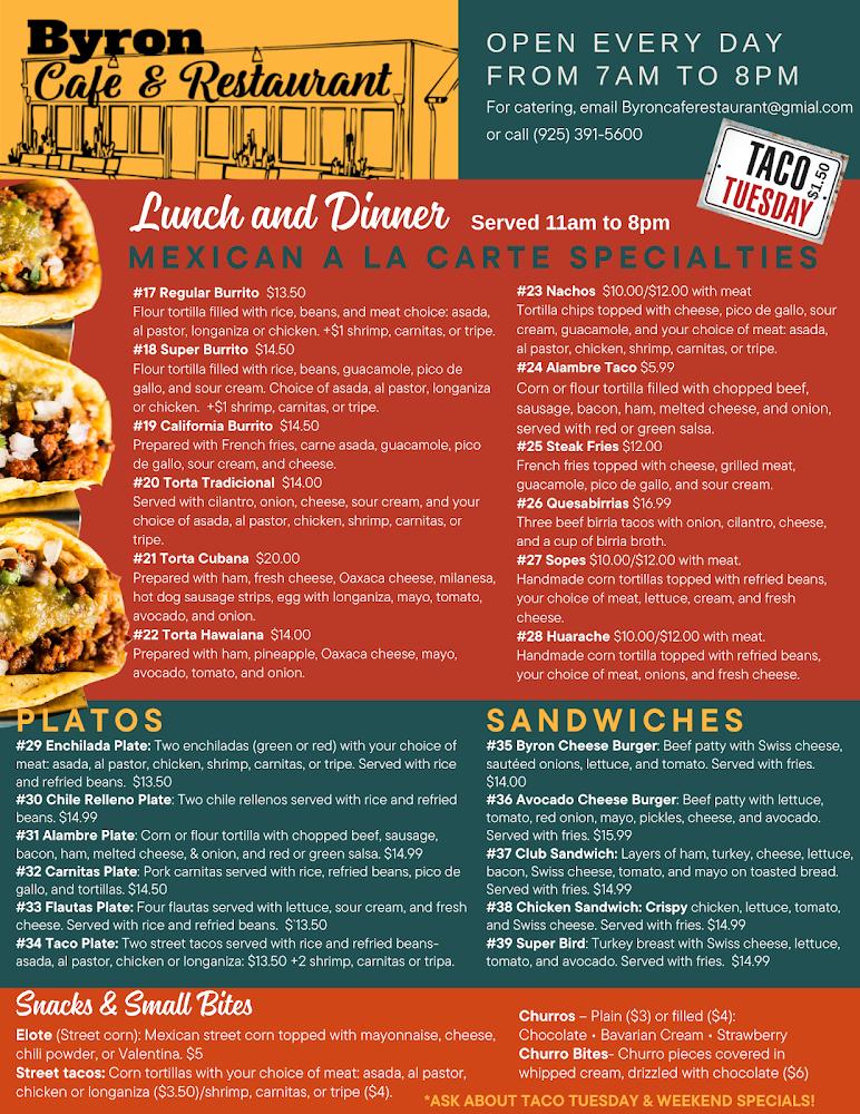 Byron Cafe & Restaurant Menu image 2